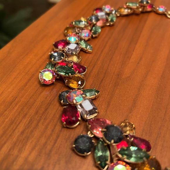 J. Crew Jewelry - J Crew crystal jewel cluster necklace multi color 7” diameter